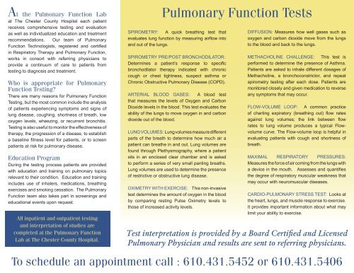 Pulmonary Function Lab Pulmonary Function Lab - The Chester ...