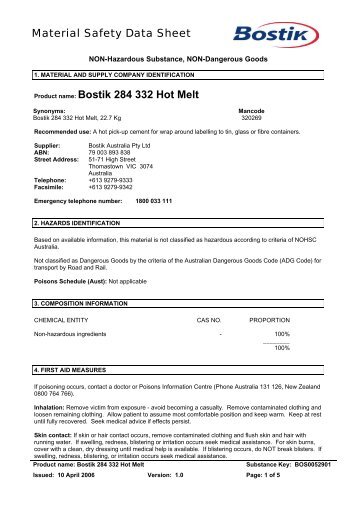 Bostik 284 332 Hot Melt - All Fasteners