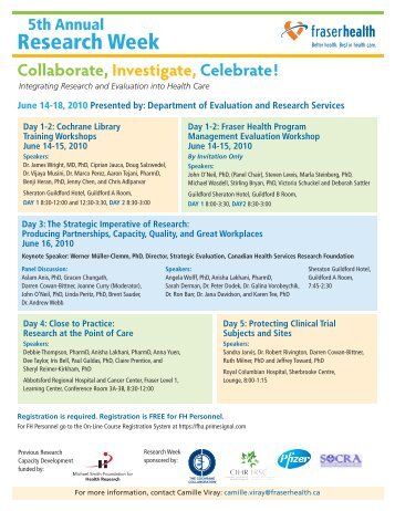 Collaborate, Investigate, Celebrate! - Fraser Health Research and ...