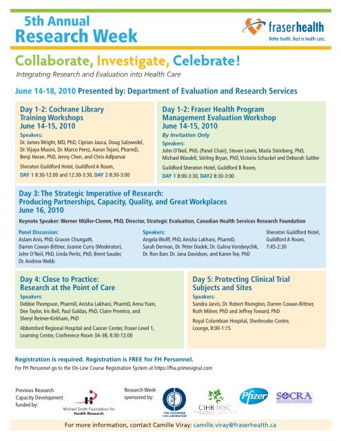 Collaborate, Investigate, Celebrate! - Fraser Health Research and ...