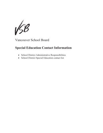 Vancouver School Board Special Education Contact Information