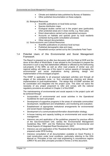 Environmental & Social Management Framework - About ...