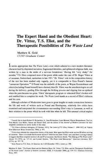 The Expert Hand and the Obedient Heart: Dr ... - Matthew K. Gold