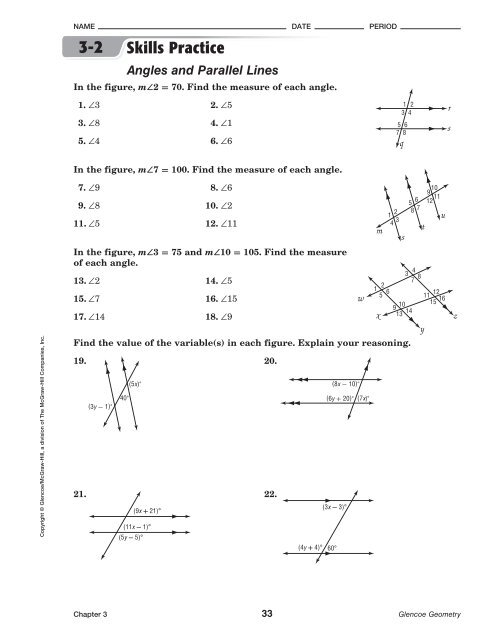 homework 2 angles and parallel lines answers