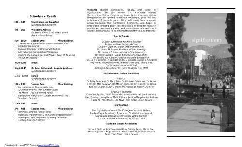 Schedule of Events - California State University, Los Angeles