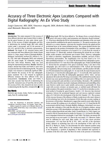 Accuracy of Three Electronic Apex Locators ... - De Vos Endo BV