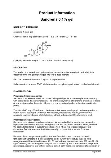 Product Information Sandrena 0.1% gel - Aspen Pharmacare Australia