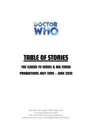 Doctor Who - Table of Stories - Doctor Who Reviews