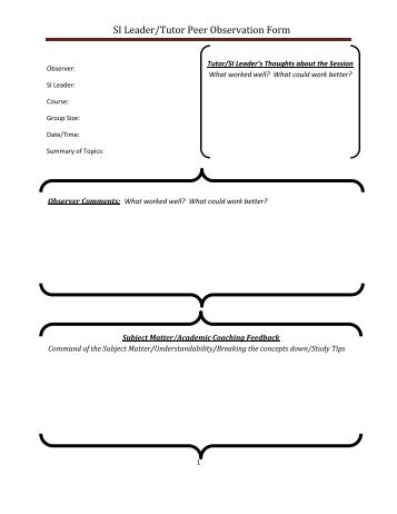 SI Leader/Tutor Peer Observation Form - Innovative Educators