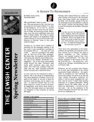 Pesach Newsletter 2008 SR.pub - The Jewish Center