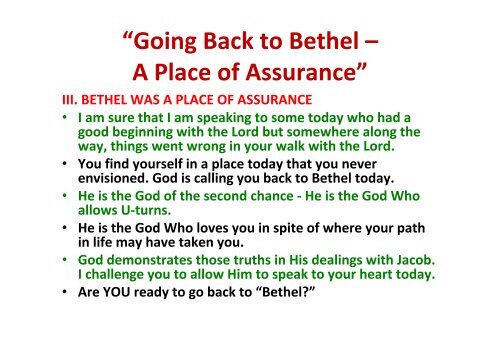 3 October sermon morning: Going Back to Bethel by brother Cher Yam