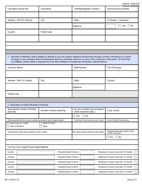 preliminary loan application - Export-Import Bank of the United States