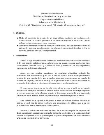 Dinámica Rotacional: Cálculo del momento de inercia