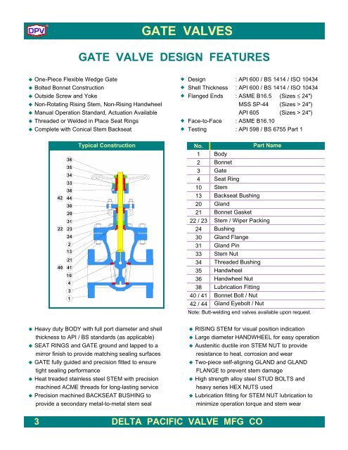 DPV® API 600 Gate Valves - Delta Pacific Valve