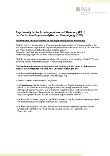 Psychoanalytische Arbeitsgemeinschaft Hamburg (PAH) der ...