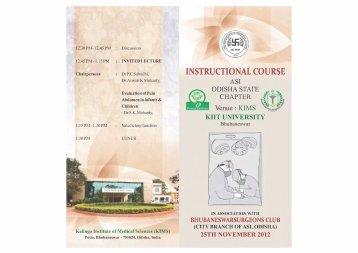 The Association of Surgeons of India (ASI), Odisha - KIIT University