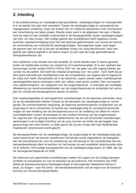 het rapport V&V2020-Leren van de Toekomst - Verpleegkundigen ...