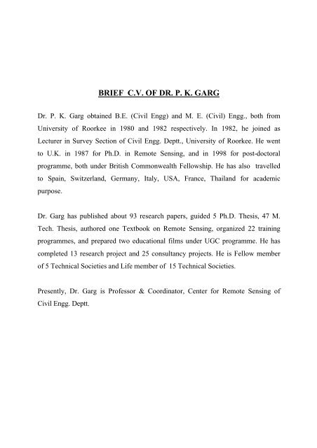 CV OF DR. PK GARG Name - Channel - Indian Institute of ...