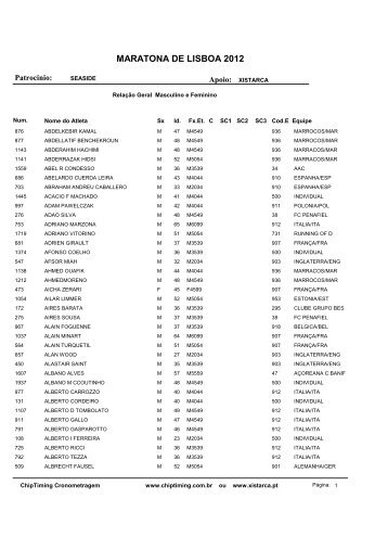 MARATONA DE LISBOA 2012 - Xistarca