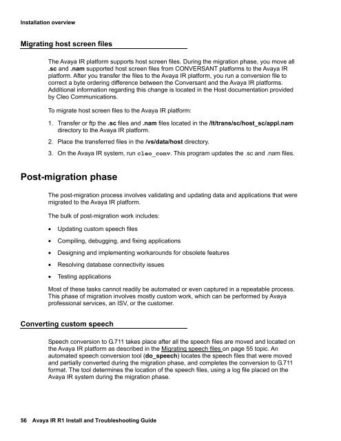 Avaya IR Install and Troubleshooting Guide - Avaya Support