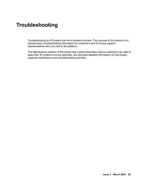 Avaya IR Install and Troubleshooting Guide - Avaya Support