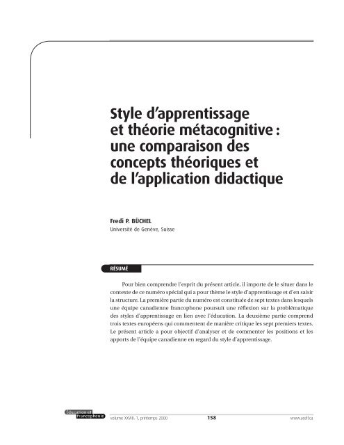 Le style d'apprentissage - acelf