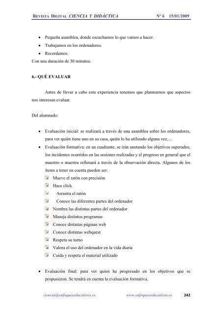 NÂº 6 15/01/2009 - enfoqueseducativos.es
