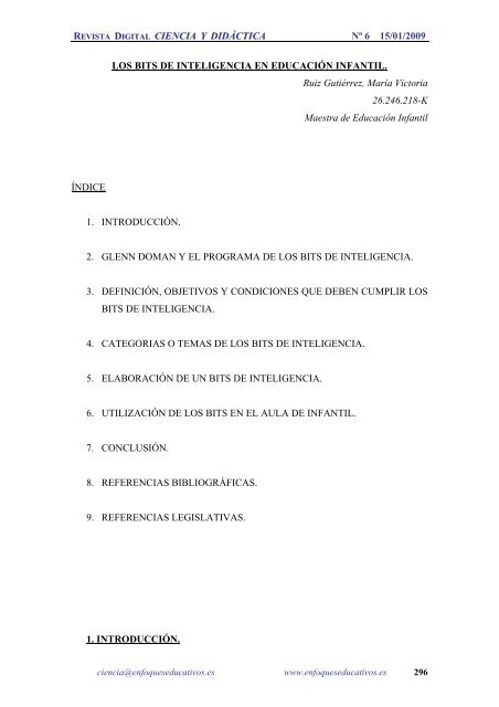 NÂº 6 15/01/2009 - enfoqueseducativos.es