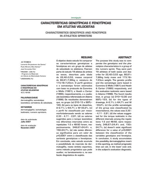 saúde, desporto e actividade física - Revista / Journal Motricidade