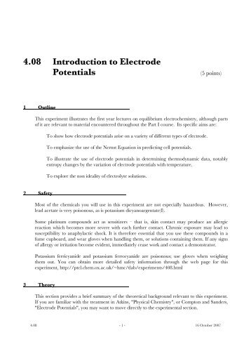 4.08 Introduction to Electrode Potentials