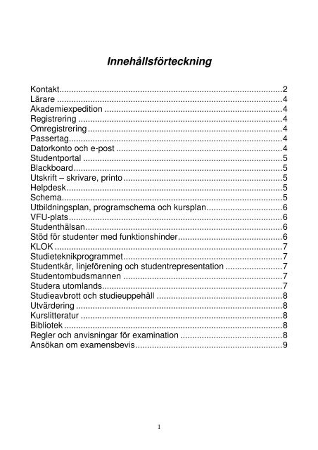 Innehållsförteckning - Mälardalens högskola