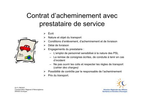 Bonnes Pratiques de Transport des Produits Sanguins Labiles