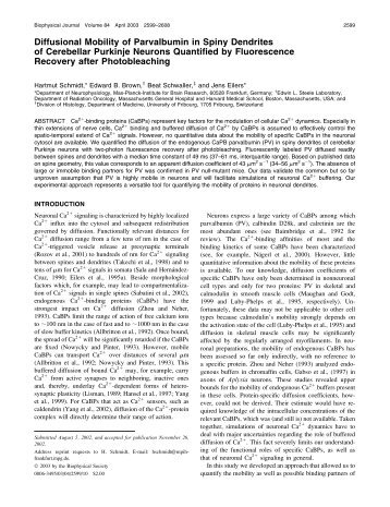 Diffusional Mobility of Parvalbumin in Spiny Dendrites of Cerebellar ...