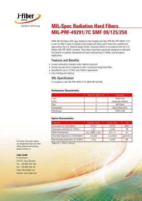 MIL-Spec 09/125/245 - j-fiber