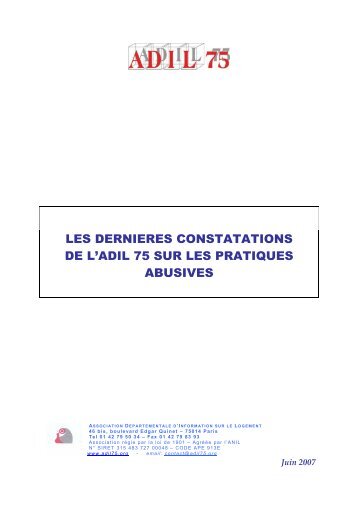 les dernieres constatations de l'adil 75 sur les pratiques abusives