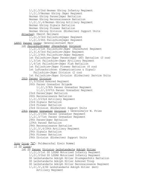 German Order of Battle in Italy, 12 July 1943 - CGSC