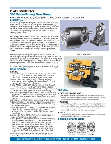 CLARK SOLUTIONS 500 Series Rotary Gear Pump Pressure to ...
