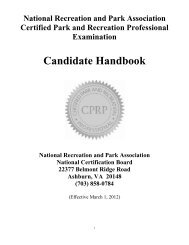 CPRP Candidate Handbook - National Recreation and Park ...