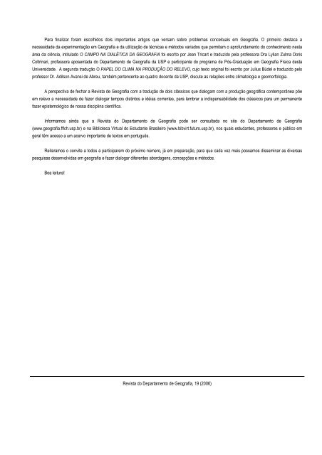 Editorial - Departamento de Geografia - USP