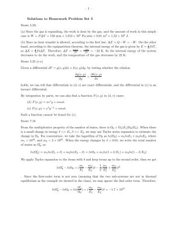 Solutions to Homework Problem Set 5 - Solar Physics at MSU