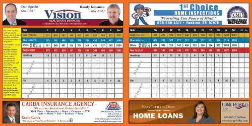 Download Fox Run Golf Course - Scorecard - City of Yankton