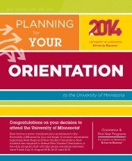 to the University of Minnesota - Orientation and First-Year Programs ...