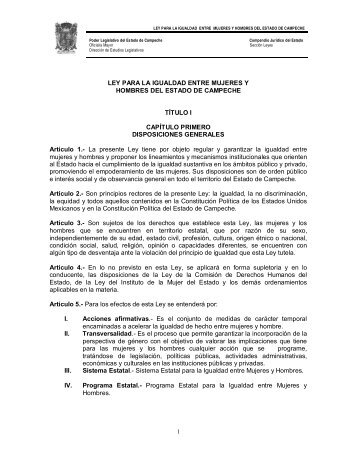 LEY PARA LA IGUALDAD ENTRE MUJERES Y ... - Vida sin Violencia