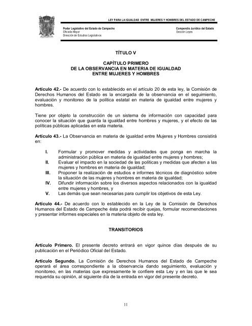 LEY PARA LA IGUALDAD ENTRE MUJERES Y ... - Vida sin Violencia