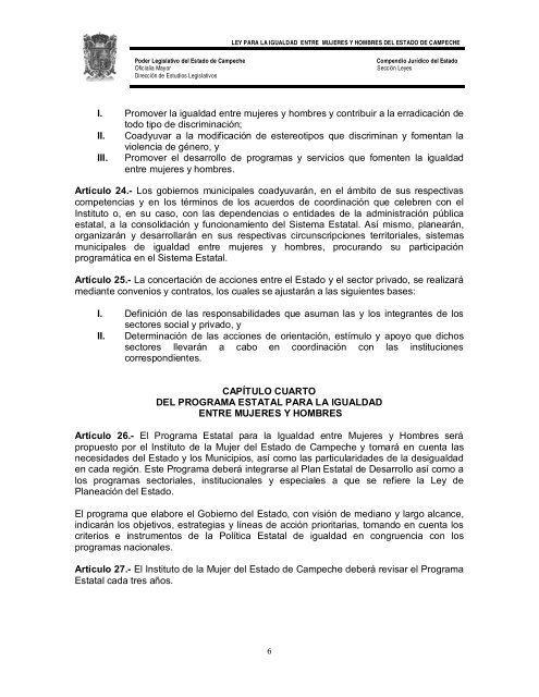 LEY PARA LA IGUALDAD ENTRE MUJERES Y ... - Vida sin Violencia