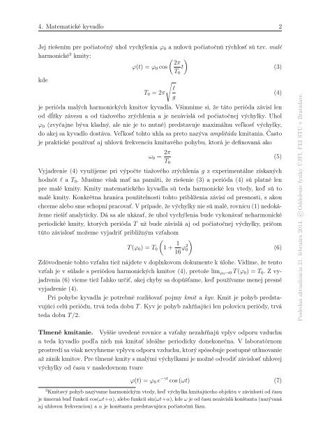 LaboratÃ³rna Ãºloha Ä. 4 MatematickÃ© kyvadlo