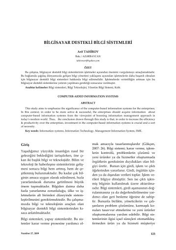 bilgisayar destekli bilgi sistemleri - Journal of Qafqaz University