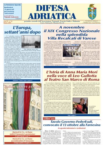 Il numero di Ottobre 2009 - Associazione Nazionale Venezia Giulia ...