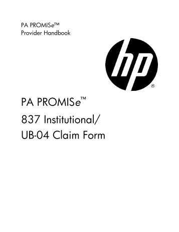 pa promiseâ 837 professional cms 1500 claim form
