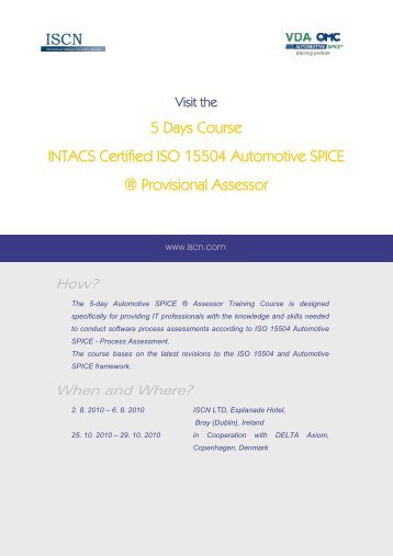 5 Days Course INTACS Certified ISO 15504 Automotive SPICE - ISCN